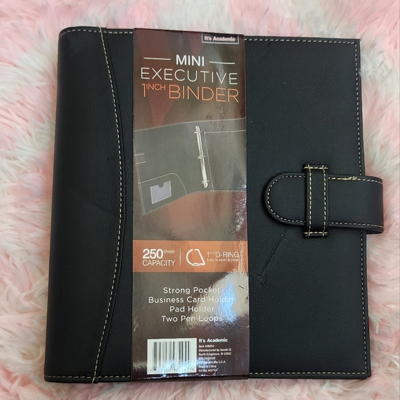 Mini Executive Leather Portfolio Folder, 1" Ring Binder and 250-Sheet Capacity - Picture 1 of 10